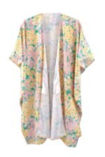 Flower Print Self-tie Drawstring Open Front Cover - Image 8