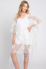 Floral Lace Poncho With Tassel - Image 3