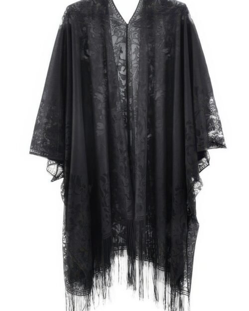 floral lace kimono with tassel