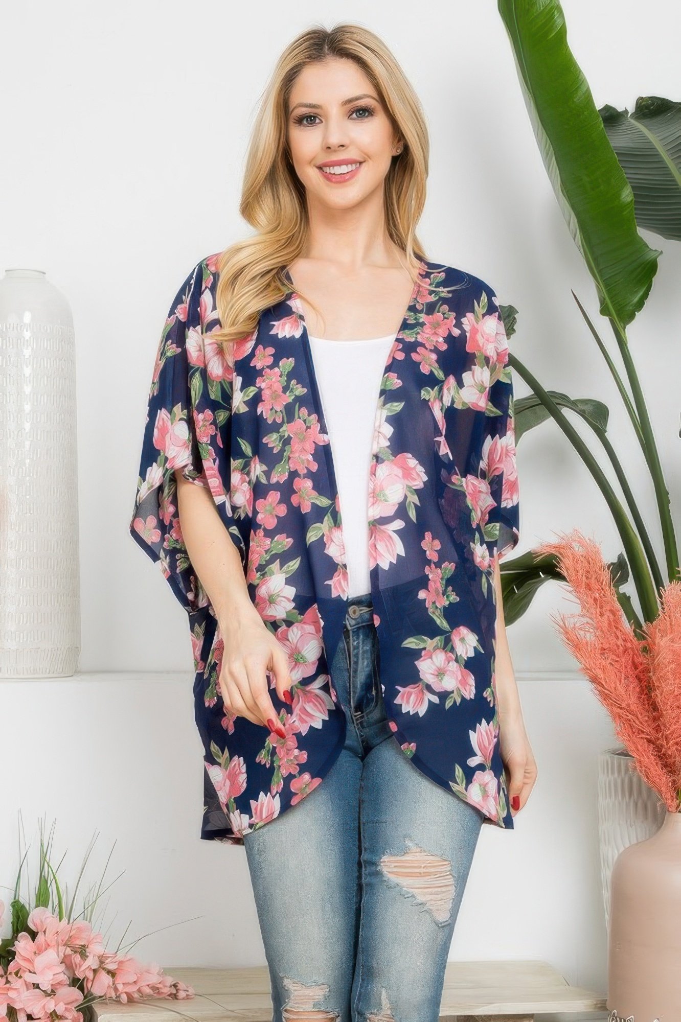 WH2250184.jpg Flower Print Kimono - Image 1