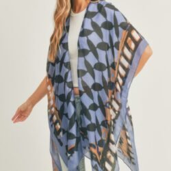 Ombree Front And Geometric Back Print Kimono