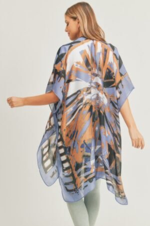 Ombree Front And Geometric Back Print Kimono Ombree Front And Geometric Back Print Kimono
