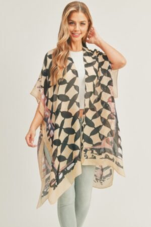 Ombree Front And Geometric Back Print Kimono Ombree Front And Geometric Back Print Kimono