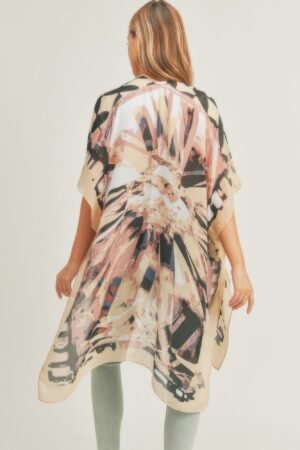 Ombree Front And Geometric Back Print Kimono Ombree Front And Geometric Back Print Kimono