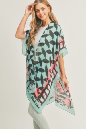 Ombree Front And Geometric Back Print Kimono Ombree Front And Geometric Back Print Kimono