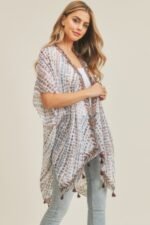 Multi Dash Pattern Tassel Kimono - Image 2