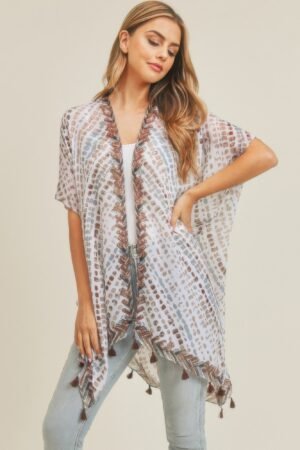Multi Dash Pattern Tassel Kimono Multi Dash Pattern Tassel Kimono