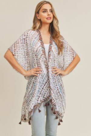 Multi Dash Pattern Tassel Kimono Multi Dash Pattern Tassel Kimono