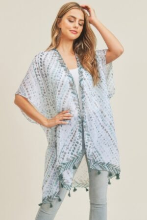 Multi Dash Pattern Tassel Kimono Multi Dash Pattern Tassel Kimono