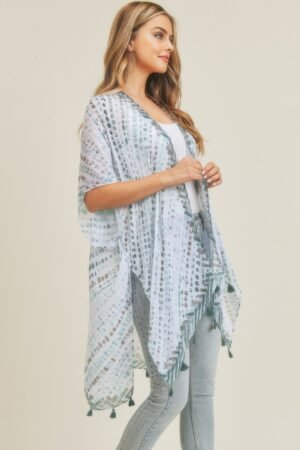 Multi Dash Pattern Tassel Kimono Multi Dash Pattern Tassel Kimono