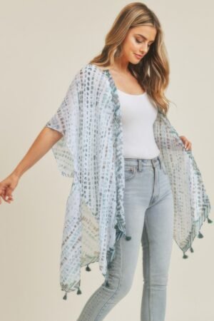 Multi Dash Pattern Tassel Kimono Multi Dash Pattern Tassel Kimono