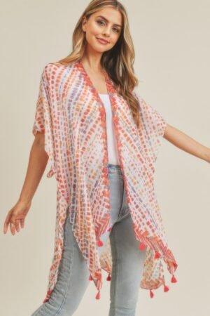 Multi Dash Pattern Tassel Kimono Multi Dash Pattern Tassel Kimono