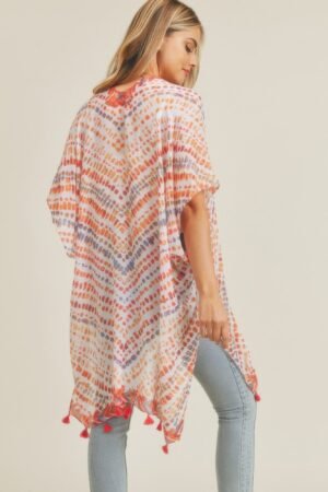 Multi Dash Pattern Tassel Kimono Multi Dash Pattern Tassel Kimono