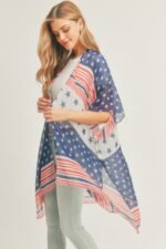 Multi Striped American Flag Kimono - Image 3