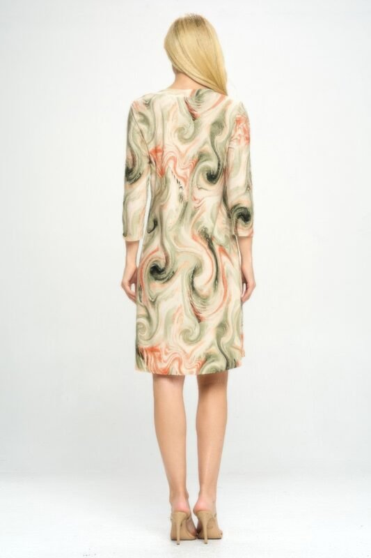 Hit Notch Neck Quarter Sleeve Dress