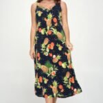 Tropical Print Stretchy Maxi Dress