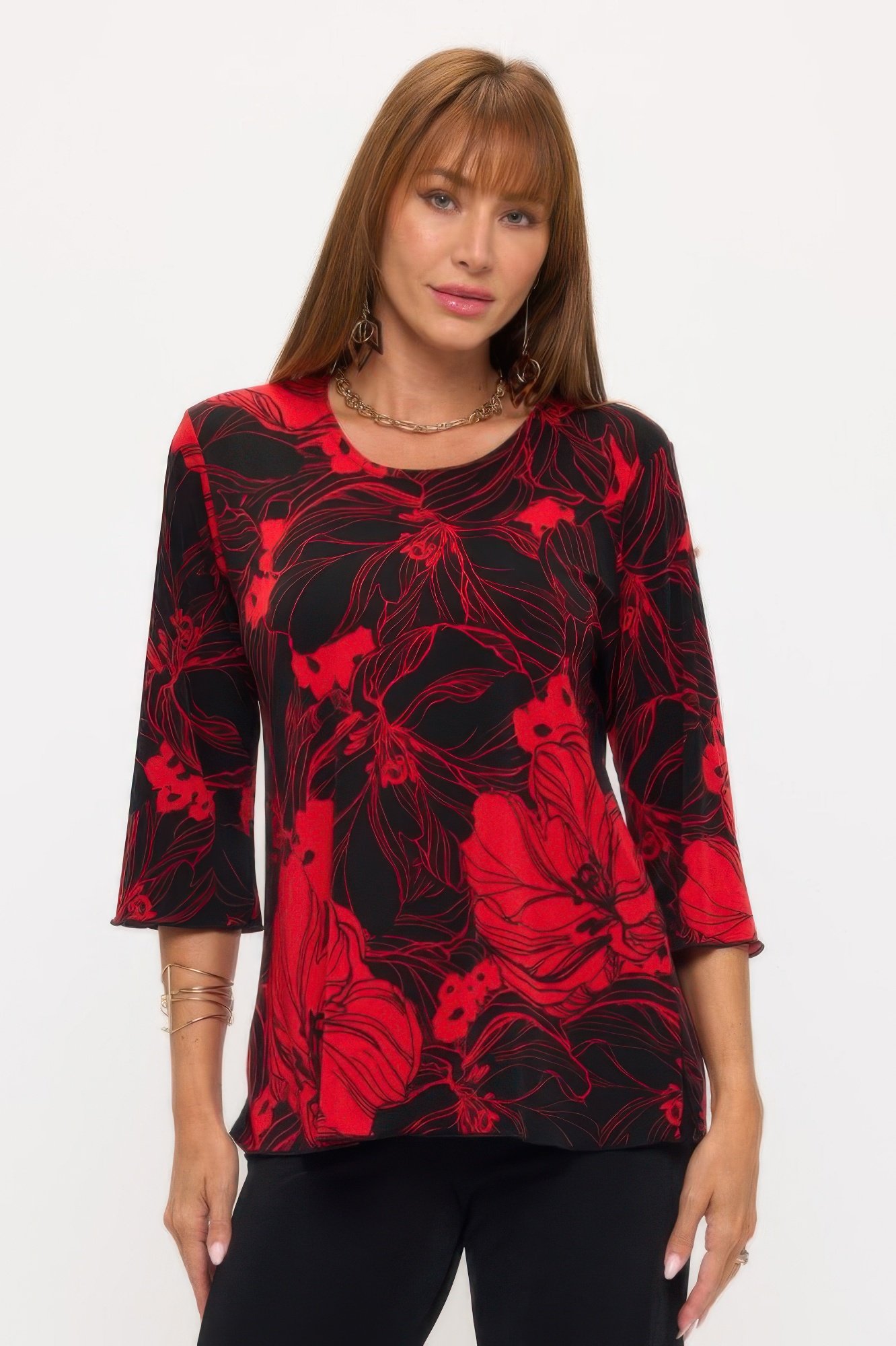 WH327864.jpg Women's 3/4 Sleeve Pattern Print Top