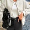 Faux Sherpa Fuzzy Teddy Bomber Jacket