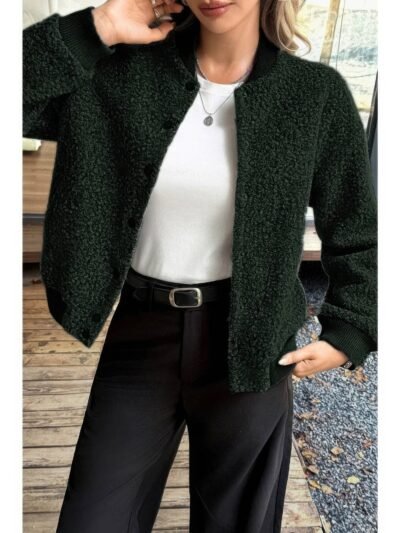 Faux Sherpa Fuzzy Teddy Bomber Jacket