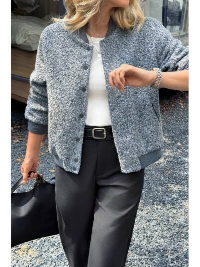 Faux Sherpa Fuzzy Teddy Bomber Jacket