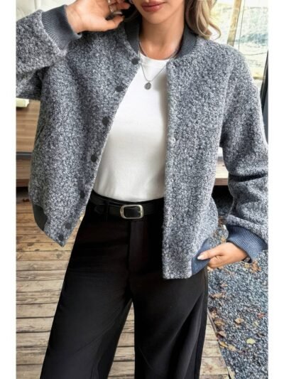 Faux Sherpa Fuzzy Teddy Bomber Jacket