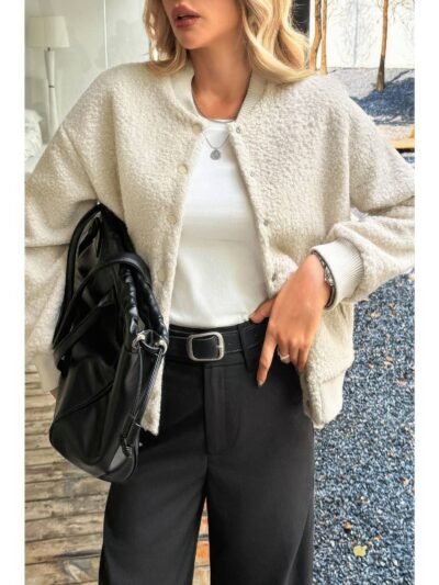 Faux Sherpa Fuzzy Teddy Bomber Jacket