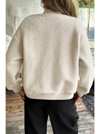 Faux Sherpa Fuzzy Teddy Bomber Jacket