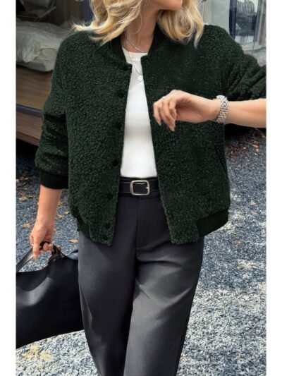 Faux Sherpa Fuzzy Teddy Bomber Jacket