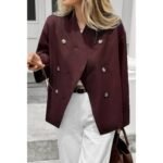 Double Breasted V Neck Trench Long Sleeve Coat