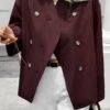 Double Breasted V Neck Trench Long Sleeve Coat