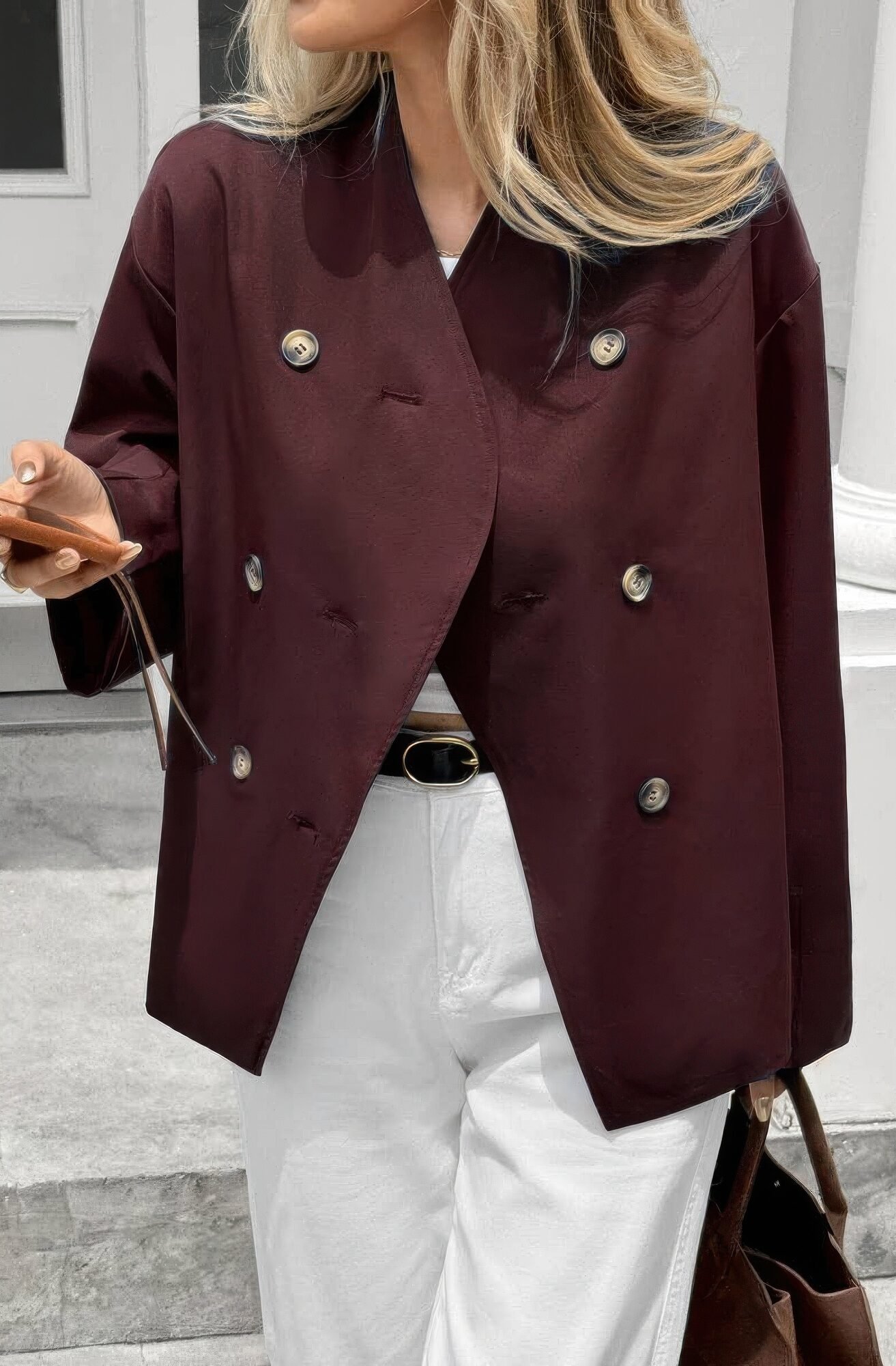 Double Breasted V Neck Trench Long Sleeve Coat Double Breasted V Neck Trench Long Sleeve Coat