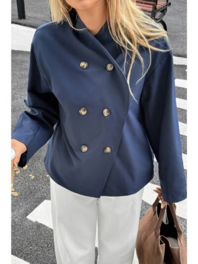 Double Breasted V Neck Trench Long Sleeve Coat Double Breasted V Neck Trench Long Sleeve Coat