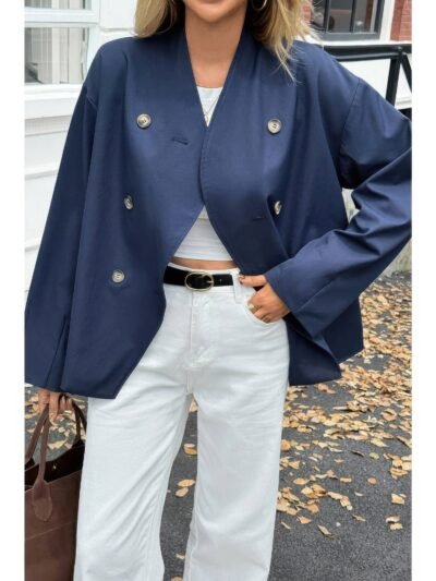 Double Breasted V Neck Trench Long Sleeve Coat Double Breasted V Neck Trench Long Sleeve Coat
