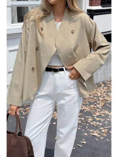 Double Breasted V Neck Trench Long Sleeve Coat Double Breasted V Neck Trench Long Sleeve Coat