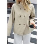 Double Breasted V Neck Trench Long Sleeve Coat