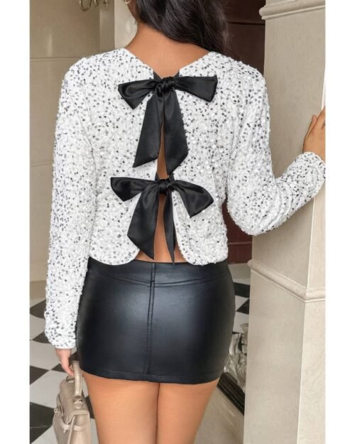 v neck sparkly bolero cropped tie front jacket
