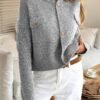 Button Down Long Sleeve Textured Knit Jacket