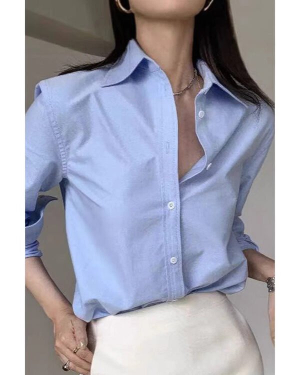 Solid Drop Shoulder Button Up Loose Shirt