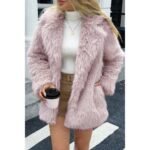 Faux Fur Fuzzy Fleece Lapel Open Front Coat