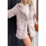 Faux Fur Fuzzy Fleece Lapel Open Front Coat