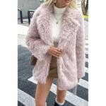 Faux Fur Fuzzy Fleece Lapel Open Front Coat