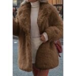 Faux Fur Fuzzy Fleece Lapel Open Front Coat