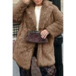 Faux Fur Fuzzy Fleece Lapel Open Front Coat