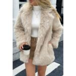Faux Fur Fuzzy Fleece Lapel Open Front Coat
