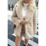 Faux Fur Fuzzy Fleece Lapel Open Front Coat