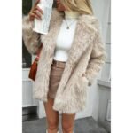 Faux Fur Fuzzy Fleece Lapel Open Front Coat