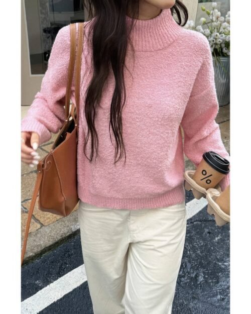 Soft Knit Roll Neck Long Sleeves Sweater