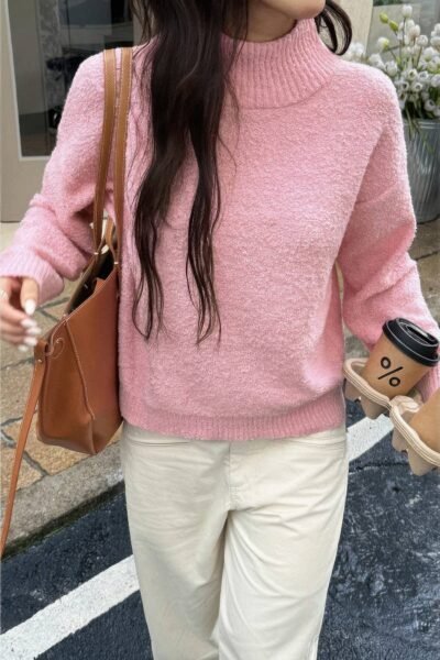 Soft Knit Roll Neck Long Sleeves Sweater