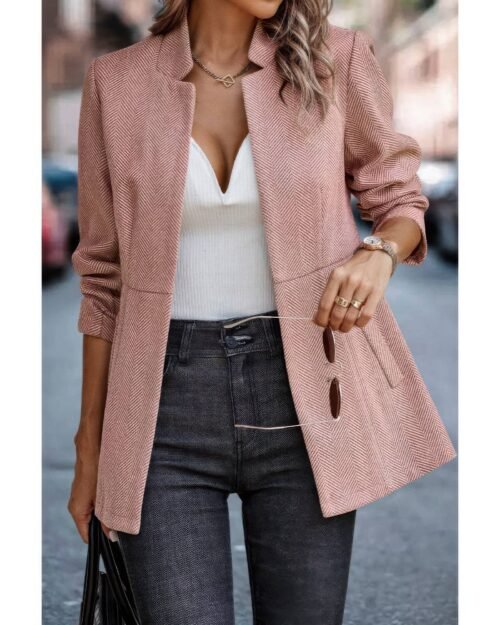 Solid Pocket Long Sleeve Elegant Wool Coat