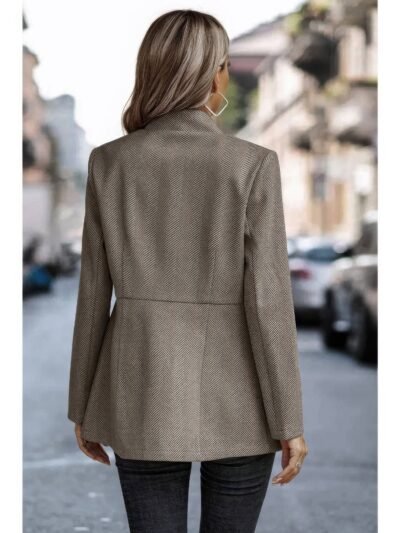 Solid Pocket Long Sleeve Elegant Wool Coat Solid Pocket Long Sleeve Elegant Wool Coat